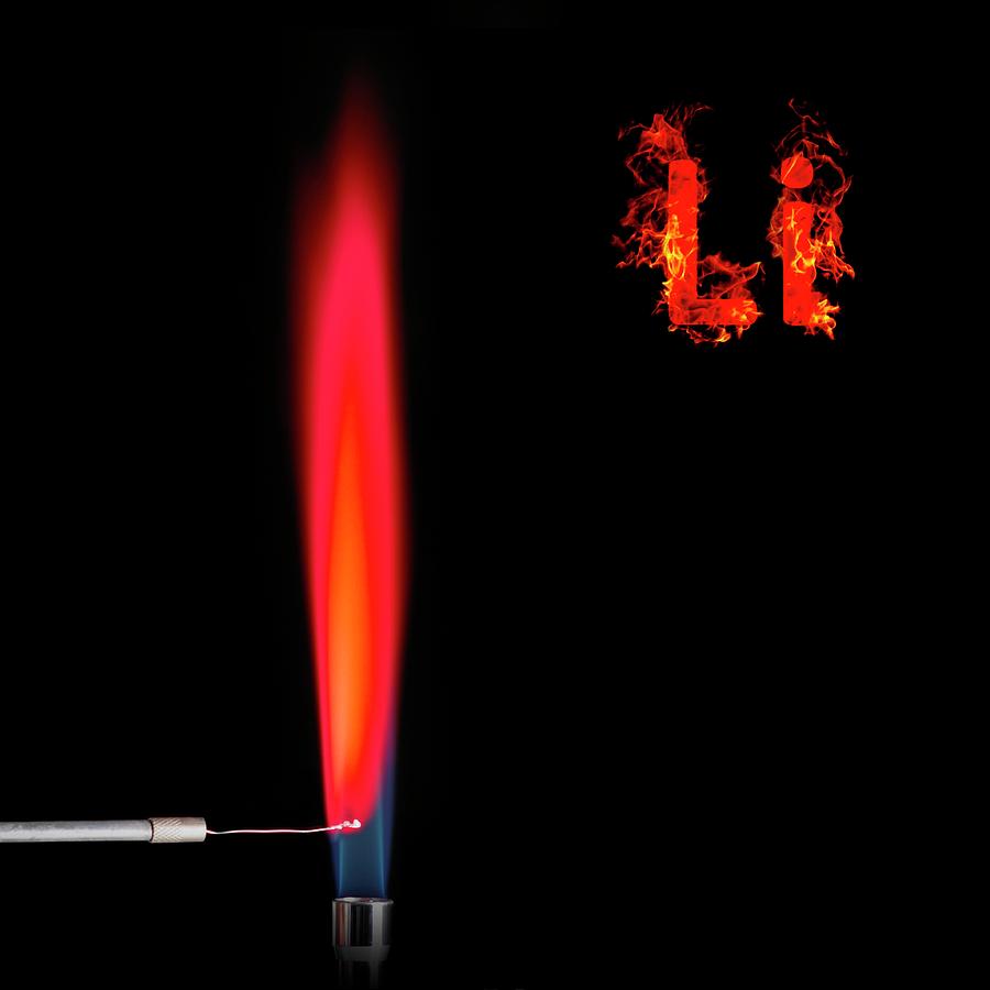 Lithium Flame Test #1 by Science Photo Library