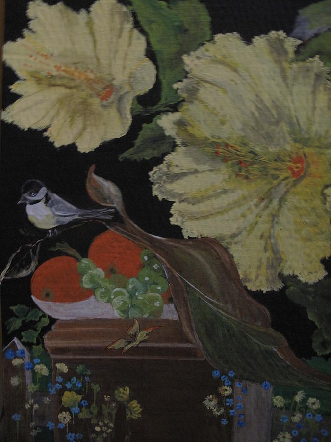 Garden Painting - Little Bird in the garden by Mary h spencer hollis Driskell