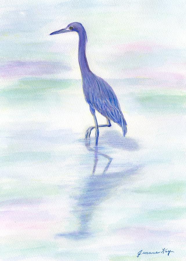 Little Blue Heron Wading #1 Painting by Jeanne Juhos