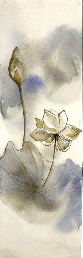 Little Lotus Watercolor #1 Painting by Alfred Ng