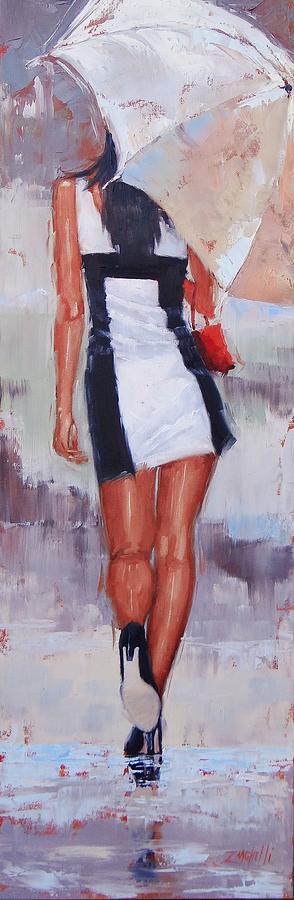 Sexy Girl Painting - Little Red Bag Two by Laura Lee Zanghetti