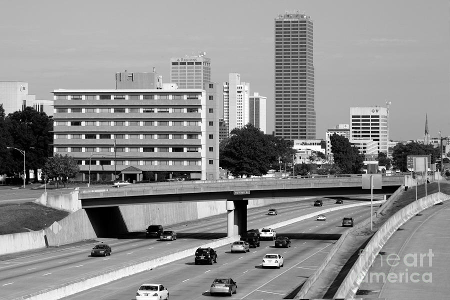Black And White Photograph - Little Rock AR Skyline #1 by Bill Cobb