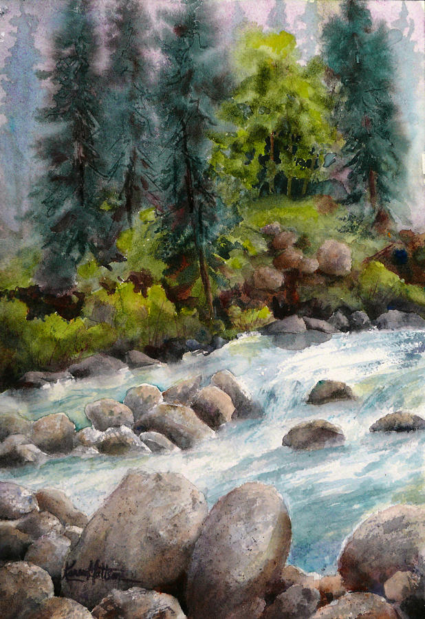 Nature Painting - Little Susitna River Rocks #2 by Karen Mattson