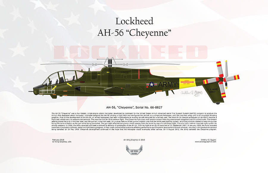 Lockheed AH-56 Cheyenne FLAG BACKGROUND Digital Art by Arthur Eggers