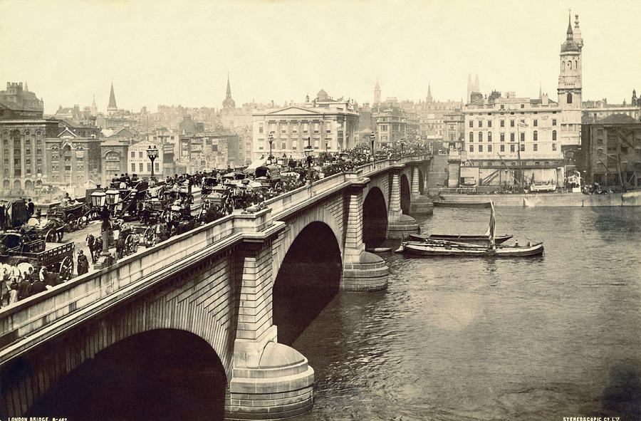 London Photograph - London Bridge Traffic #1 by Underwood Archives
