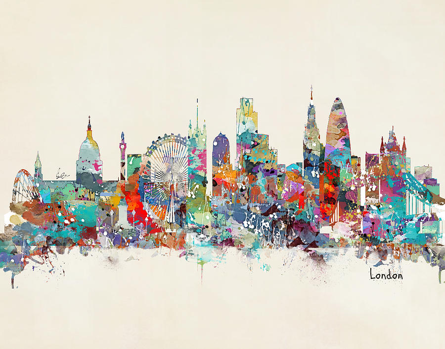 London City Skyline #1 Painting by Bri Buckley