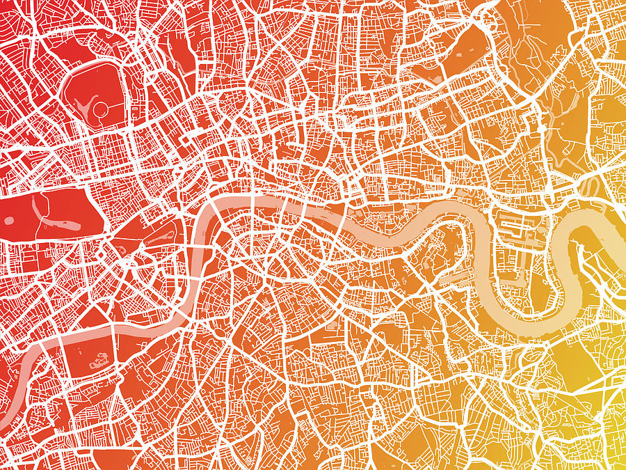 London England Street Map #1 Digital Art by Michael Tompsett