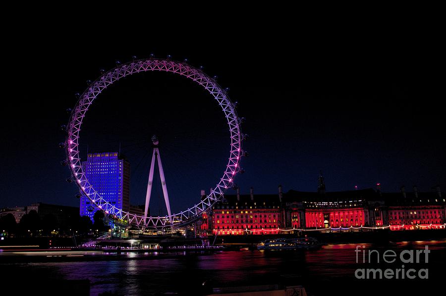 London Eye in Red White and Blue Photograph by Jeremy Hayden