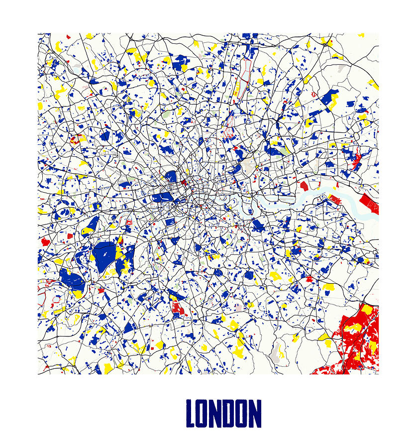 London Piet Mondrian Style City Street Map Art Digital Art by Celestial ...