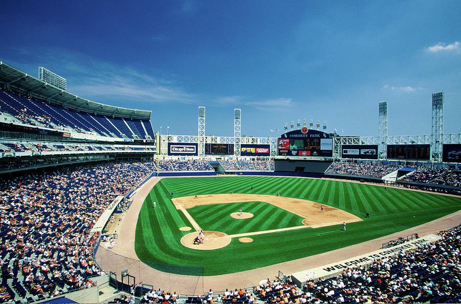 Spectators in a baseball stadium, Comiskey Park, Chicago, - Canvas Art