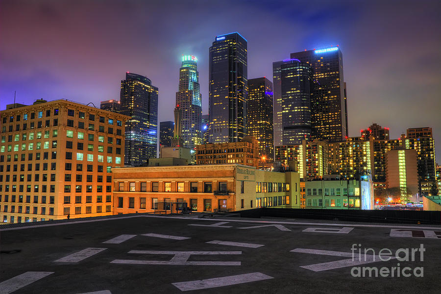 Los Angeles Skyline At Night Photograph by Eddie Yerkish