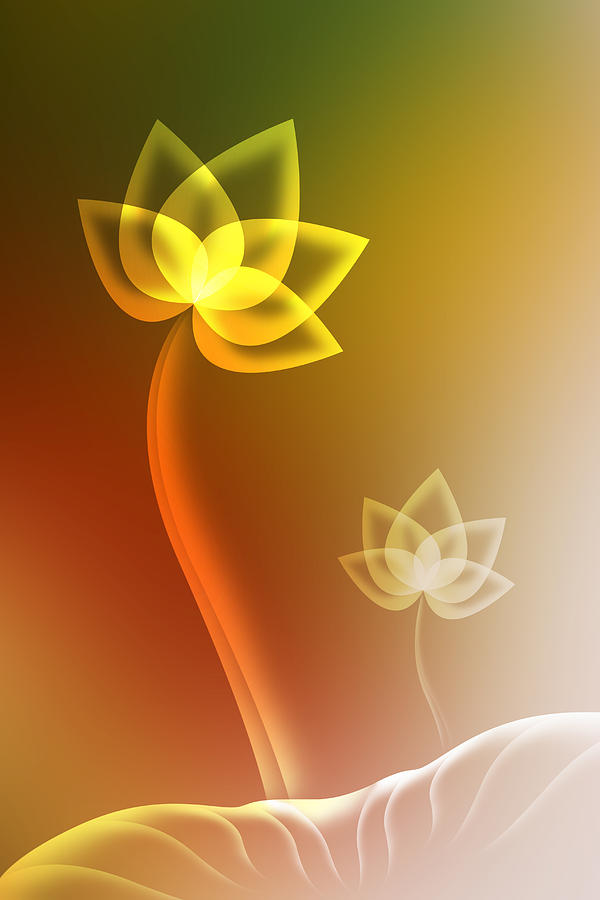 Abstract Digital Art - Lotus background. #1 by Suphakit Wongsanit