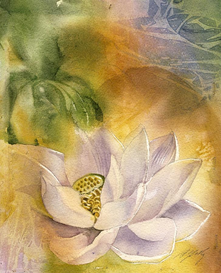 Lotus With Yellow #2 Painting by Alfred Ng