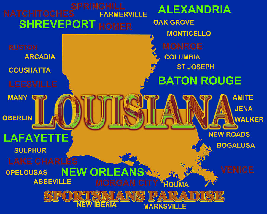 Winslow Homer Photograph - Louisiana State Pride Map Silhouette  #1 by Keith Webber Jr