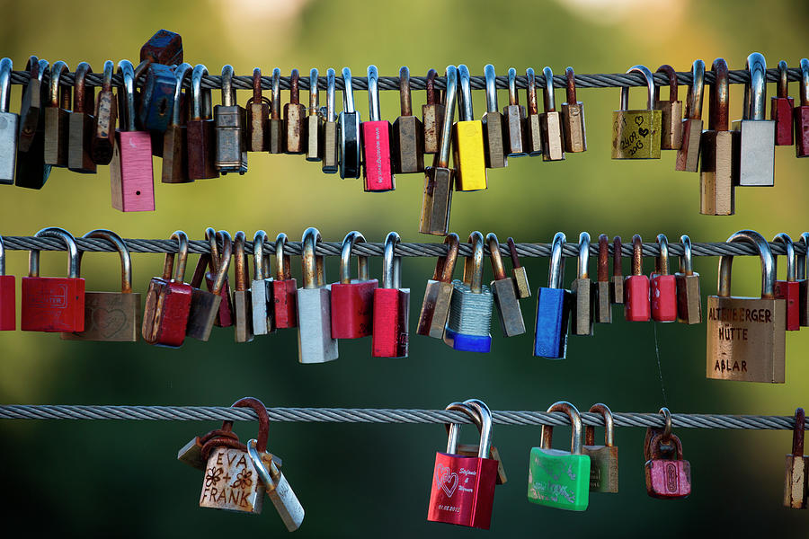 Love Locks Hang From Kettenbrücke #1 Photograph by Holger Leue