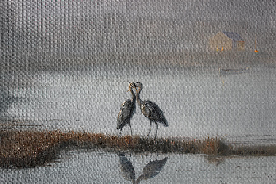 Love on the Lake #1 Painting by Gregory Doroshenko