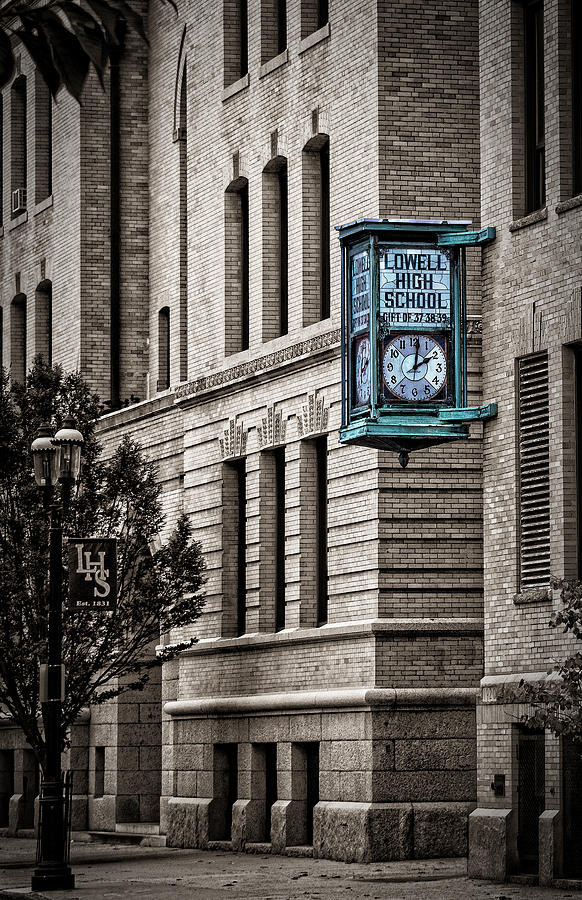 Lowell High School Clock Photograph by Phil Cardamone