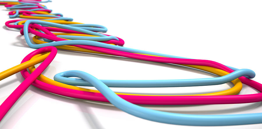 Abstract Digital Art - Luminous Cables Closeup #1 by Allan Swart
