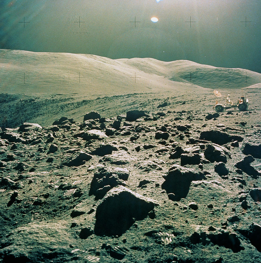 Lunar Rover At Rim Of Camelot Crater Photograph By Nasascience Photo