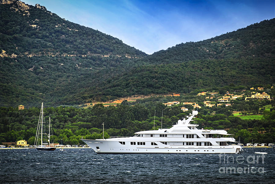 Luxury yacht at the coast of French Riviera 1 Photograph by Elena Elisseeva