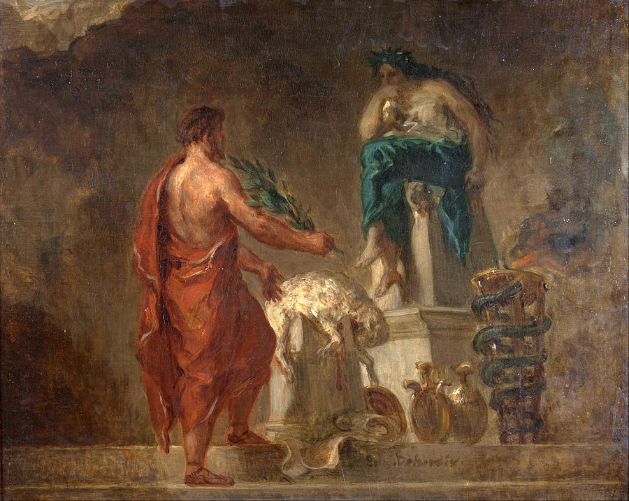 Lycurgus Consulting the Pythia #3 Painting by Eugene Delacroix