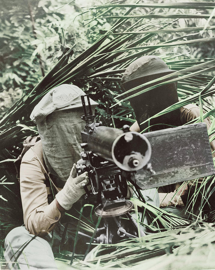 Vintage Photograph - Machine Gunners In The Caribbean Area #1 by Stocktrek Images