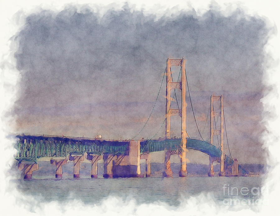 Mackinac Bridge #1 Digital Art by Phil Perkins