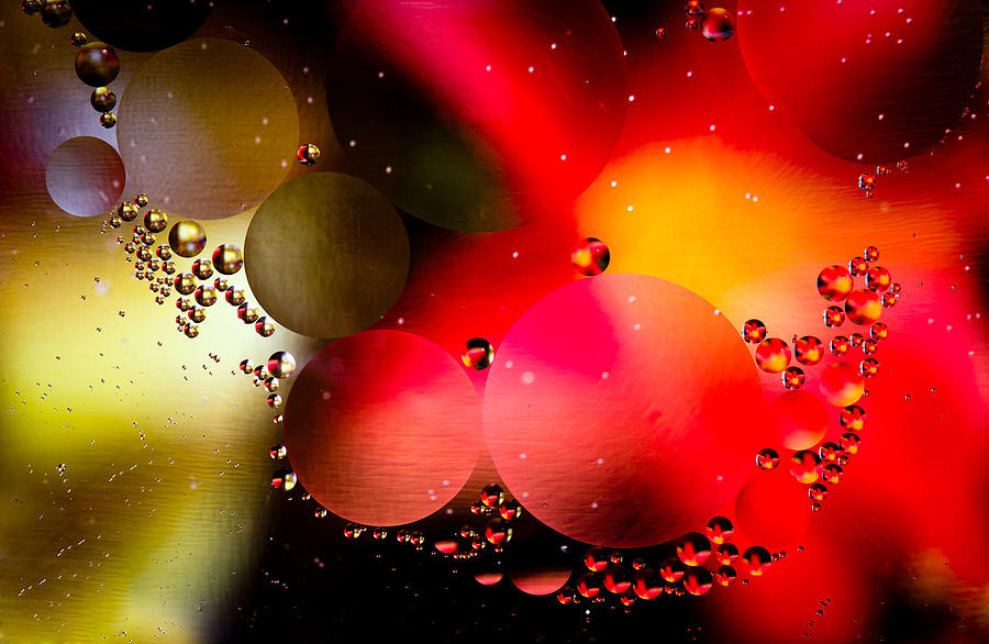 Macro shot of abstract oil in water droplets #1 Photograph by Steven Heap