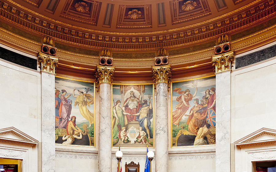 Murals in the Capitol - Madison Photograph by Steven Ralser