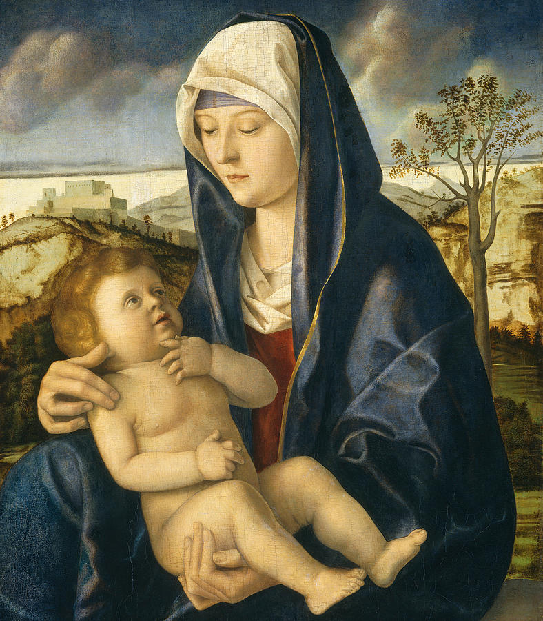 Madonna Painting - Madonna and Child in a Landscape by Giovanni Bellini
