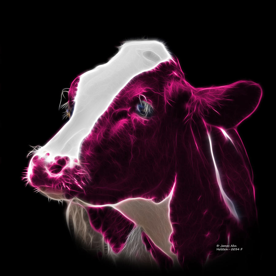 Animal Digital Art - Magenta Holstein Cow - 0034 F #1 by James Ahn