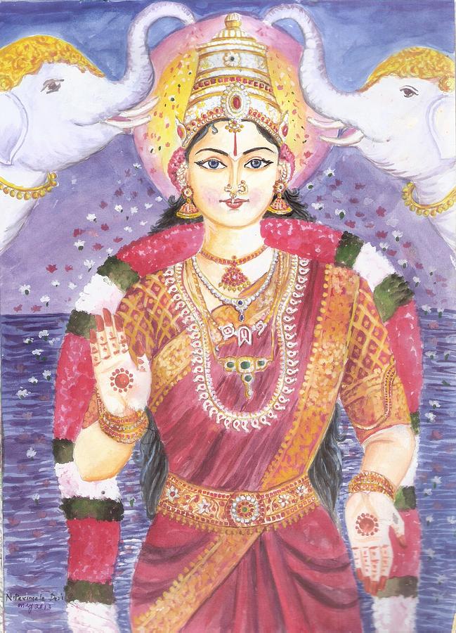 Mahalakshmi Painting - Mahalakshmi #1 by Parimala Devi Namasivayam