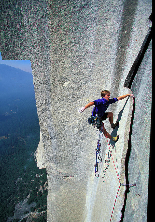 Male Climber Holding On To A Flake High Photograph By Corey Rich Fine Art America