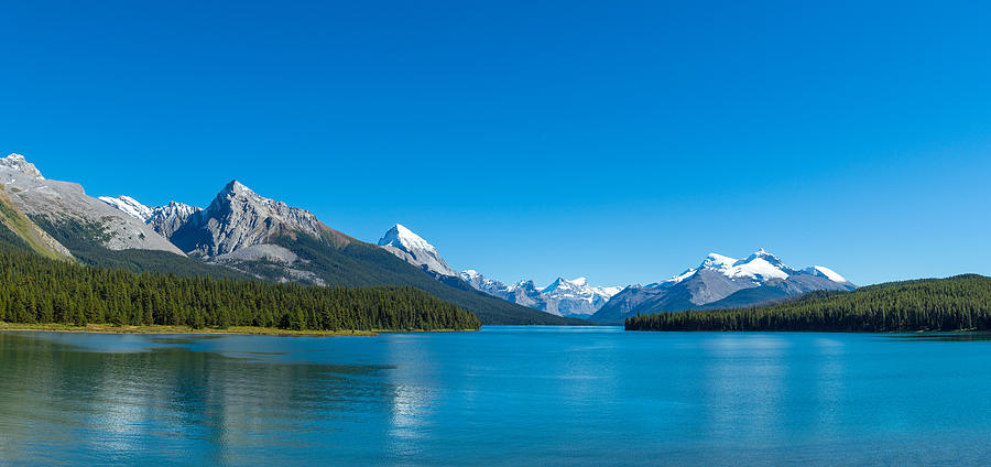 Jasper National Park Photograph - Maligne Lake With Canadian Rockies #1 by Panoramic Images