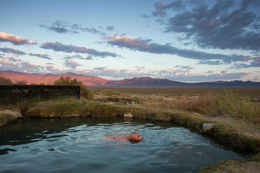 Man Bathing In Hot Springs Photograph by Michael Okimoto - Fine Art America