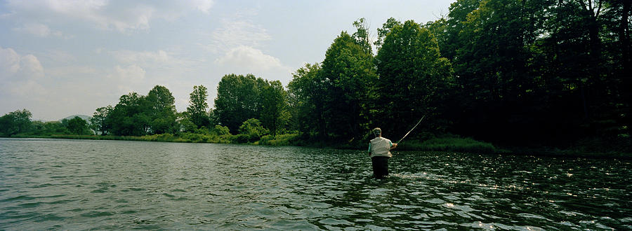 Man Fly-fishing In A River, Delaware #1 Photograph by Panoramic Images