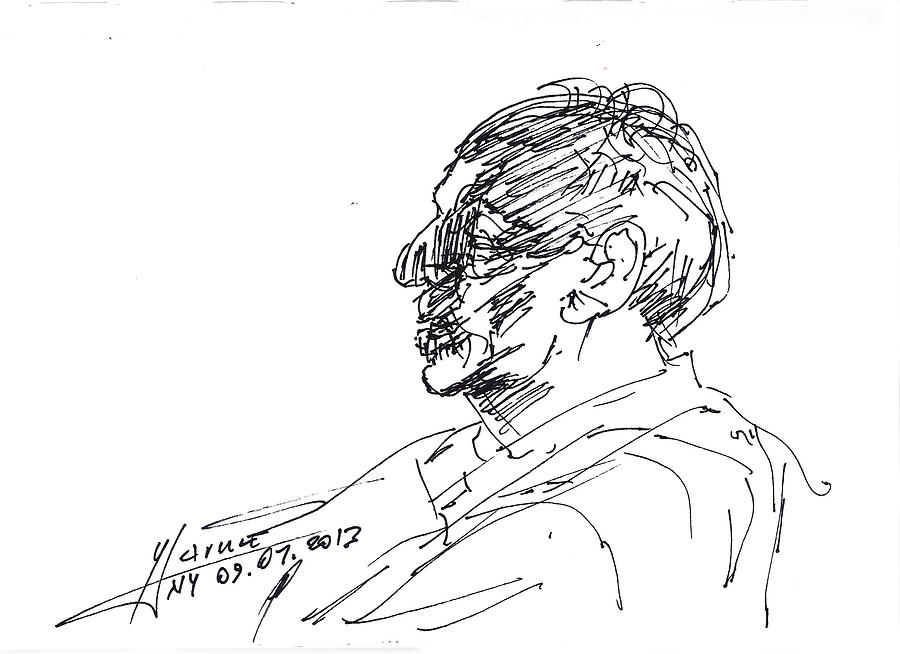 Sketch Drawing - Man Head #1 by Ylli Haruni