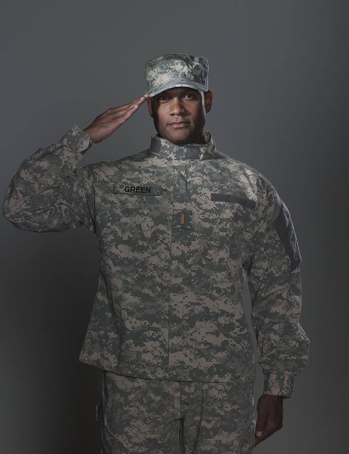 Man In Military Uniform, Saluting #1 Photograph by Siri Stafford