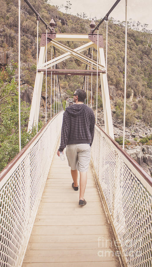 Man on Alexandra Suspension Bridge in Tasmania #1 Photograph by Jorgo Photography