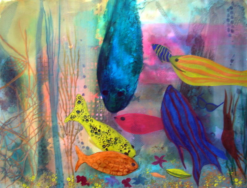 Fish Painting - Man Overboard #1 by Shirley Shepherd