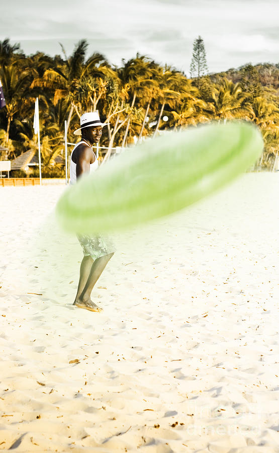 Man Playing Frisbee On Beach Photograph by Jorgo Photography