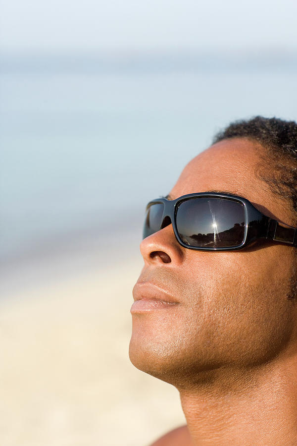 Summer Photograph - Man Wearing Sunglasses #1 by Ian Hooton/science Photo Library