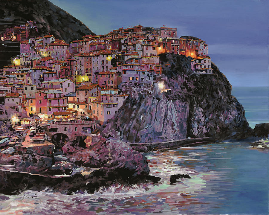 Summer Painting - Manarola al crepuscolo by Guido Borelli