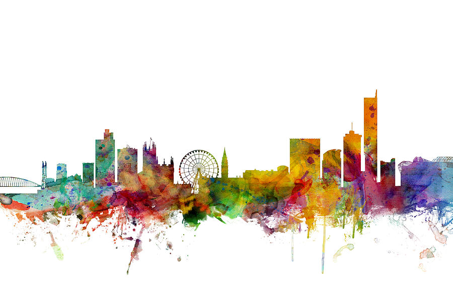 Manchester Skyline Digital Art - Manchester England Skyline #1 by Michael Tompsett