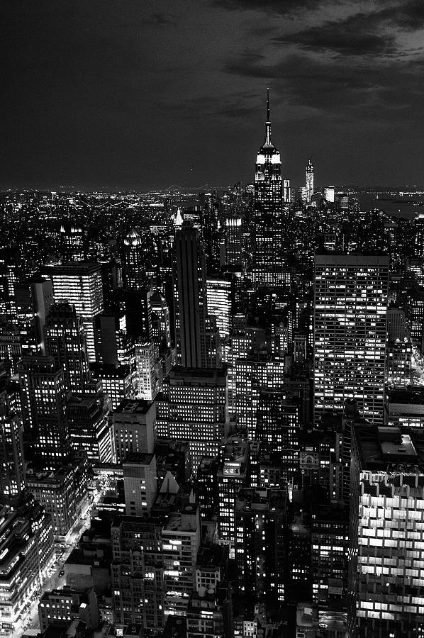 Manhattan Skyline At Night, New York Photograph by Mike Hill