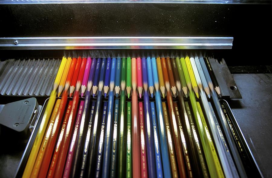 Equipment Photograph - Manufacturing Coloured Pencils #1 by Patrick Landmann/science Photo Library