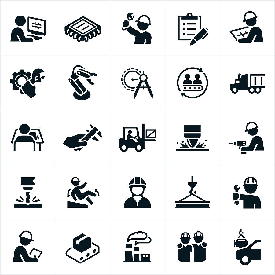 Manufacturing Icons Drawing by Appleuzr