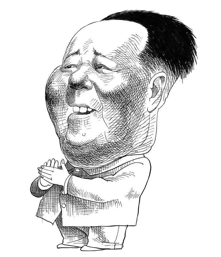 Mao Tse-tung Caricature Drawing by Edmund Valtman