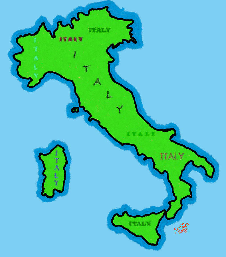 Map of Italy #1 Painting by Bruce Nutting