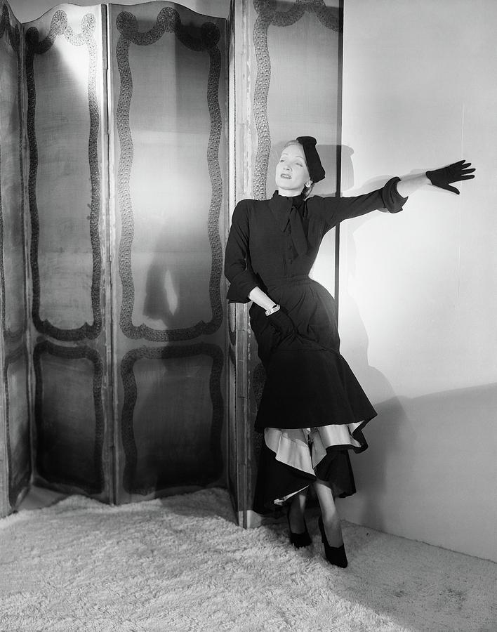Marlene Dietrich In Dior Dress by Horst P. Horst